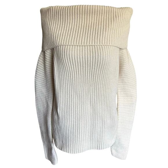 Helmut Lang Folded Off The Shoulder Ribbed Long Sleeve
Sweater Cream Size Small - Picture 4 of 12